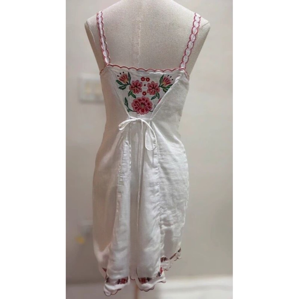 J.Crew Size 8 Embroidered Linen Mini Dress White Floral Cottagecore - Picture 2 of 14